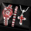 Reloj de cuarzo de personalidad explosiva, traje de joyería, moda simple para hombres y mujeres, pulsera de doble fila, reloj con cruz