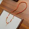 Cadena para Suéter DIY Xirui Natural Rojo del Sur Moda Versátil Collar de Jaspe Hetian Joyería de Cristal Amarillo de la Fortuna Torre