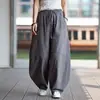 Pantalones de Lino Chinoiserie para Hombre Verano Delgados de Algodón y Lino Pierna Ancha Nuevos Pantalones Chinoiserie Retro para Hombre Pantalones Sueltos Plus