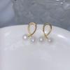 Aretes de Perlas Naturales de Agua Dulce al por Mayor del Fabricante Diseño Nicho Francés Perla Doble en Forma de Corazón Perlas Blancas