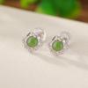 Pendientes de plata de ley S925 con diseño de ciervo, chapados en oro, con jaspe hetiano, nuevos y elegantes pendientes de plata con diseño retro chino de Ruyi.