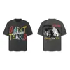 Saint Vintage Streetwear Americano Camiseta Holgada Vtg de Manga Corta para Hombre Camiseta Estampada Letra Retrato Camiseta Street