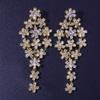 Pendientes de flores con diamantes de imitación para mujer, de moda, de lujo, exquisitos, con colgante, joyería, regalo, pendientes 05