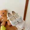 Zapatos de Princesa Cristal Elsa para Niñas, Nueva Colección Primavera/Otoño, Moño de Perlas, Zapatos de Cuero para Bebés Niños, Zapatos Planos Suaves con Pedrería