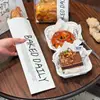 Bolsa de embalaje de pan de dibujos animados, bolsa de tote para postres, bolsa de embalaje para hornear, pan tostado, bagel, croissant, bolsa de papel kraft para llevar