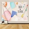 Decoración de fiesta de regreso a clases para estudiantes de primaria y secundaria, tapiz con estampado de dibujos animados del Día de Regreso a Clases, tapiz de decoración para diseño de escena