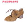 Sandalias de Tacón Grueso para Mujer Estilo Europeo y Americano, Primavera y Otoño, Encaje Láser con Cordones, Moda de 3 Colores, Tacones Altos, En Stock al por Mayor, Sandalias para Mujer de Talla Grande