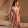 Lingerie Reveladora com Decote em V Profundo, Não Precisa Tirar, Design de Abertura Frontal, Peito Pequeno Parece Maior, Camisola Apaixonada para Quarto, Camisola de Dormir Transparente de Renda sem Alças
