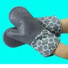 Guantes de cocina para hornear, resistentes a altas temperaturas, de silicona, color gris y negro, aislantes, aptos para microondas, gruesos y resistentes al calor.