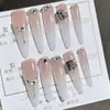 Arte de Uñas Hecho a Mano con un Toque de Lujo, Pegatinas para Uñas con Degradado Blush, Pegatinas para Uñas Tipo Collar, Nuevos Estilos Populares