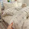 Algodão puro grau A, gaze de camada dupla, conjunto de quatro peças com padrão triangular de concha, adequado para dormitórios estudantis, conjunto de três peças, roupa de cama de solteiro