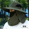 Sombrero de Pescador para Hombre con Protección Solar para Exteriores, con Máscara Facial y Chal Desmontables, Ala Ancha, Sombrero de Sol Casual para Pesca de Ocio Fábrica