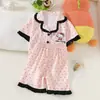 Pijamas Infantiles al por Mayor para Niñas 2026, Verano Delgado de Manga Corta y Shorts, Ropa de Casa Linda para Bebés, Conjunto para Niños, Estilo Coreano
