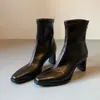 Botas de Tacón Delgado Silenciosas Versátiles Chuyuji para Viajar Botines de Tacón Alto Piel Suave Punta Fina Botas Elásticas Adelgazantes Nuevo Modelo Otoño/Invierno