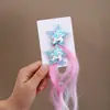 Novo Adorno de Cabeça com Franjas Laço Fita Gelo e Neve Acessórios de Cabelo Princesa Menininha Floco de Neve Grampo de Cabelo Infantil