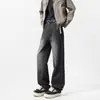 2025 Nuevos Jeans Lavados para Hombre Primavera Estilo Americano High Street Pierna Ancha Pantalones Casuales Sueltos Rectos Largos