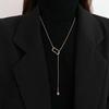 Suéter collar de diseño simple para mujer, collar largo de alto sentido, cadena doble de suéter de temperamento nicho, joyería al por mayor