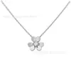 Fanjia Versión Alta Oro Rosa Pétalos Llenos de Diamantes Trébol Collar Pendiente de Flor de Trébol de un Solo Diamante Cadena para Clavícula