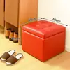 Banqueta para Trocar Sapatos na Entrada, Banqueta Baixa para Uso Doméstico, Banqueta com Armazenamento, Cor Café, Pode Ser Usada para Sentar, Banqueta com Armazenamento para os Pés, Banqueta Quadrada Moderna para Sofá
