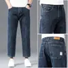 Jeans finos de verão de alta qualidade para homens, novo modelo 2026, calças cropped retas soltas para pessoas de baixa estatura, calças casuais masculinas