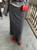 Falda de Punto Espesa, Estilo Otoño e Invierno para Mujer, Nuevo Modelo 2026, Longitud Media, Falda Cálida de Lana Rayada para Mujeres Pequeñas