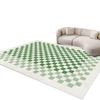 Alfombra a cuadros de terciopelo de cristal resistente a las manchas estilo romano para sala de estar, dormitorio, tapete de piso antideslizante, fácil de limpiar, lavable a máquina