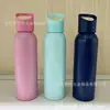Tampa com alça portátil copo de alumínio grande capacidade 600ml simples esportes ao ar livre ciclismo garrafa de água moda cor sólida copo térmico