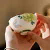 Taza de té de peonía pintada a mano con esmalte mineral, taza maestra de cerámica, taza de uso personal, juego de té kung fu con color bajo vidriado