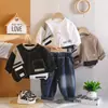 2026 Nova Roupa Infantil Conjunto de Outono para Meninos Conjunto de Duas Peças com Moletom de Manga Longa para Bebês e Crianças Roupas da Moda para Bebês Meninos