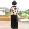 Traje de Verano para Mamá, Camiseta de Manga Corta de Moda para Mujer de Mediana Edad y Anciana de 50 Años, Top de Chifón, Conjunto de Dos Piezas de Talla Grande para Verano