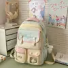 Mochila suave y de estilo fresco, estilo universitario coreano, diseño multibolsillo, adecuada para estudiantes de secundaria femeninas, color liso