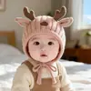 Sombrero Rojo de Año Nuevo con Protección para Orejas de Bebé, Ala Ancha, Tejido, Engrosado, Cálido, Sombrero de Protección para Orejas para Otoño e Invierno, para Niños Pequeños