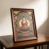 Nuevo marco de fotos de madera estilo chino, con diseño de estatua budista Zen, adecuado para pinturas decorativas, enmarcado 4K y personalizable para uso en hoteles, salones de té y como decoración de pared.