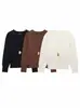 Cardigan de Punto para Mujer Versátil al por Mayor Moda Europea y Americana Primavera y Otoño Estilo Corto con Cuello de Un Botón para Comercio Exterior 2025