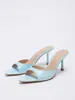 Sandalias de Tacón Alto de Punta Abierta y Punta Fina de Moda Veraniega Nueva, Exclusivas Transfronterizas Europeas y Americanas, Lujo Ligero, para Mujer