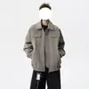 Chaqueta de cuero casual de alta calidad para hombre, estilo americano de otoño, diseño holgado, chaqueta de trabajo, marca de moda, abrigo de cuero versátil con cuello de solapa