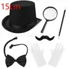 Conjunto Temático Clássico de Mágico Lincoln Chapéu Alto e Capa 15cm de Altura Conjunto Completo para Festa Cosplay Performance de Palco