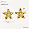 Pendientes Europeos y Americanos de Acero de Titanio que No se Desvanecen para Mujer, Pendientes de Flor de Perla con Diseño de Nicho Dorado, Lujo Accesible y Pendientes de Gama Alta