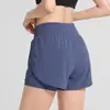 Shorts deportivos de verano de dos piezas para mujer, holgados y de secado rápido, adecuados para correr y fitness, anti-exposición, de cintura alta, pantalones de yoga adelgazantes