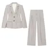 Moda Femenina Transfronteriza 2026 Estilo Europeo y Americano Conjunto de Blazer con Bolsillos de Mezcla de Lino + Pantalones para Mujer A46296