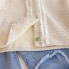 Meninas 2025 Primavera e Outono Nova Roupa Infantil Cardigã Tricotado Fofo Top Mais Jeans Conjunto de Duas Peças Terno Feminino