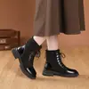 Botas Martin de mujer con suela gruesa y forro de felpa, nuevo modelo otoño e invierno 2026, estilo británico, botines cortos de mujer de punta redonda, botas de algodón ajustadas