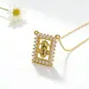 Collar con colgante cuadrado de la Virgen María de color cobre chapado en 18K de alta venta transfronteriza, joyería personalizada vintage para mujer al por mayor