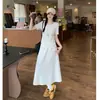 Conjunto de falda larga de manga corta simple de corte ajustado favorecedor para mujer talla grande, estilo nuevo de verano 2026 para mujer