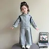 Conjunto Informal de Lunares con Cordón Estilo Coreano para Niñas Primavera Otoño 2026 Nueva Moda Infantil Conjunto Elegante de Dos Piezas para Niña Pequeña