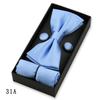 Conjunto Caixa Presente Gravata Borboleta Cor Sólida Masculina Lenço Quadrado Abotoaduras Acessórios Vestido de Casamento Negócios Preto Borgonha Laço