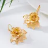 Pendientes de Textura Hoja y Flor de Moda Europea y Americana de Nicho Transfronterizos Adecuados para que las Mujeres los Usen en Fiestas Diarias