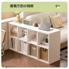 Estilo Nórdico Color Crema Madera Maciza Rejilla Blanco De Pie Estantería Combinación de Almacenamiento con Compartimentos Múltiples Estante para Libros Gabinete Cuadrado con Rejilla