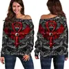 Jaqueta Suéter Transfronteiriça para Mulheres Primavera e Outono Estampa Digital 3D de Caveira Top de Ombro Inclinado de Natal Suéter Feminino Roupa Feminina