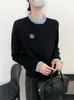 Cardigan de Punto para Mujer, Moda Otoñal de Lana, Diseño Nuevo, Bloques de Color, Borde con Volantes, Dulce y Juvenil con Decoración de Flor de Rosa 3D